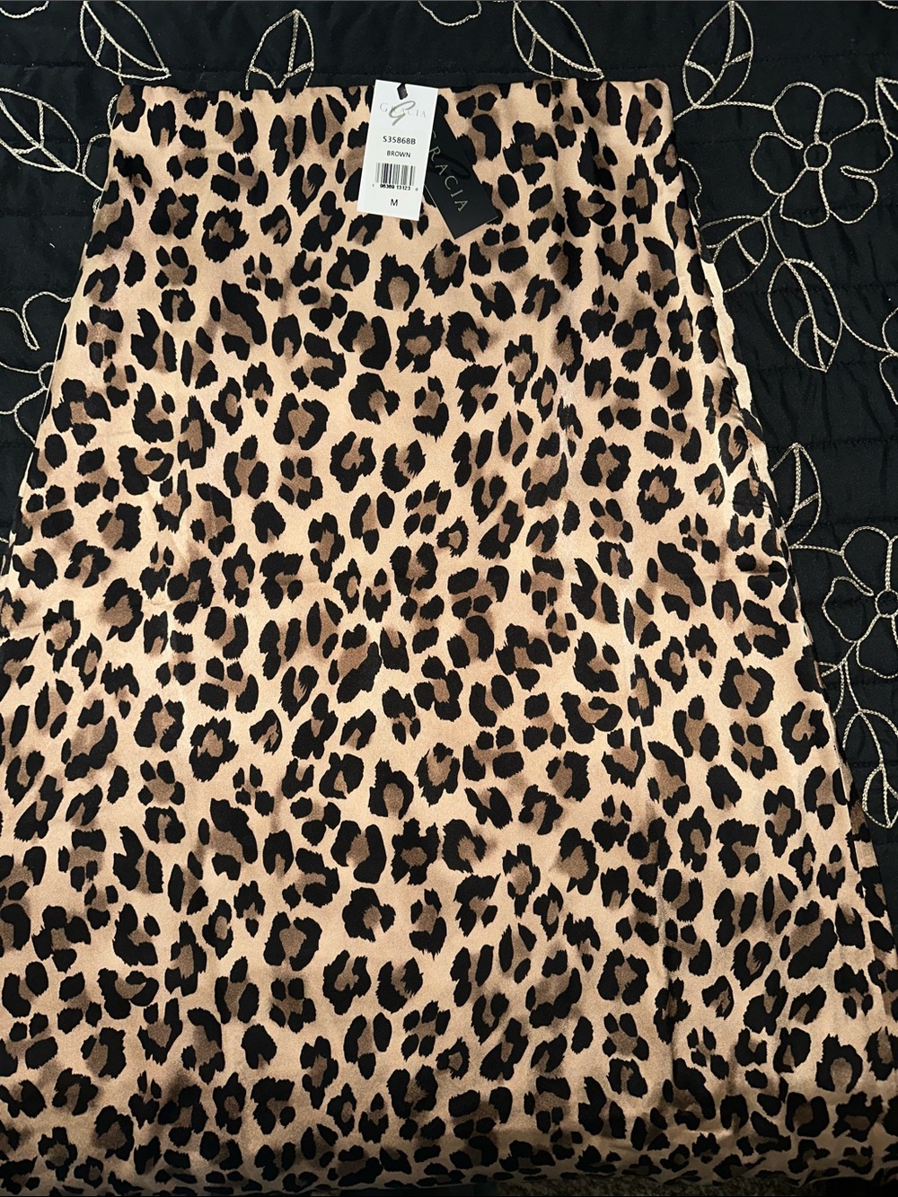 Gracia Leopard Print Maxi Skirt in Tan and Black